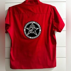 Rick Fairless Strokers Custom Choppers Dallas Womens Button Up Shirt Size XL Red